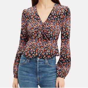 NEW Intermix Lola silk Printed Floral Long Sleeve Top 4